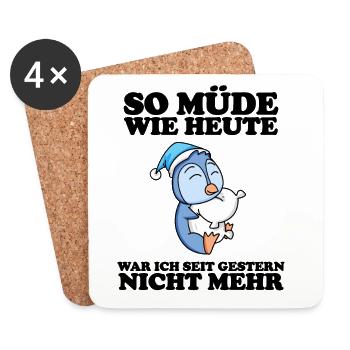 Müde Spruch lustig Schlafen Ausschlafen Faul - Untersetzer (4er-Set) - Weiß - Vorne