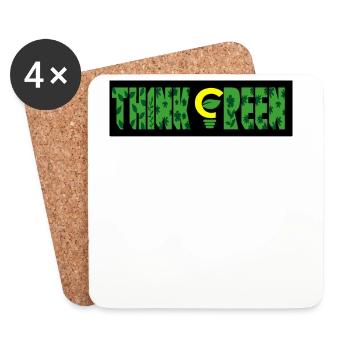 Think Green Leaf Pattern Logo - Coasters (set of 4) - white - Front