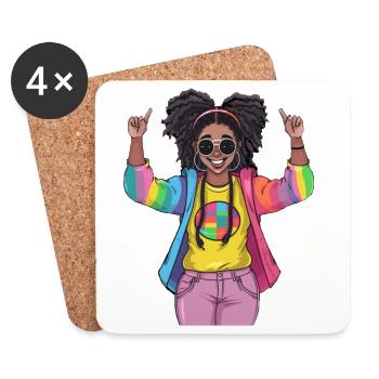 Colorful Rainbow Friendship Design - Coasters (set of 4) - white - Front