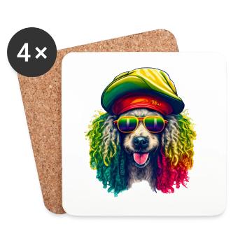 Cool Rasta Poodle Colorful - Coasters (set of 4) - white - Front
