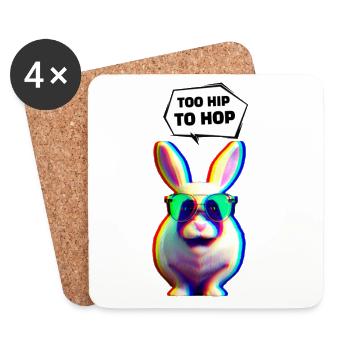 Hipster Easter Bunny Too Hip to Hop - Coasters (set of 4) - white - Front