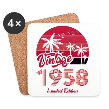 Vintage Year 1958 Limited Edition Red - Coasters (set of 4) - white - Front