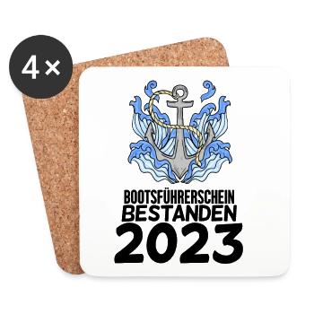 Bootsführerschein 2023 - Untersetzer (4er-Set) - Weiß - Vorne