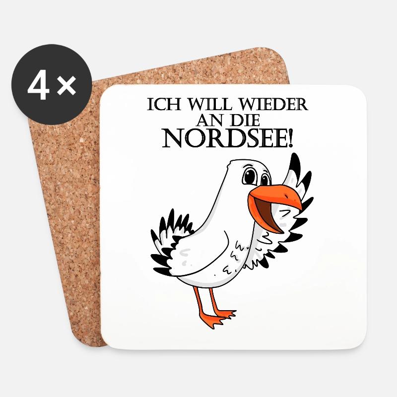 Nordsee Spruch Möwe - Untersetzer (4er-Set) - Weiß