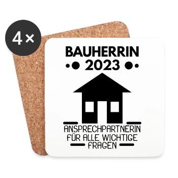 Bauherrin 2023 Hausbau Baustelle - Untersetzer (4er-Set) - Weiß - Vorne