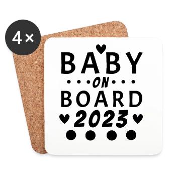 Baby 2023 - Geburt Schwanger 2023 Schwangerschaft - Untersetzer (4er-Set) - Weiß - Vorne