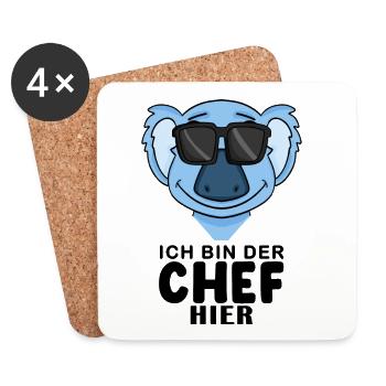 Cooler Koalabär Chef Spruch - Untersetzer (4er-Set) - Weiß - Vorne