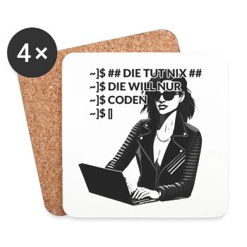 Coden Programmieren Programmiererin - Untersetzer (4er-Set) - Weiß - Vorne