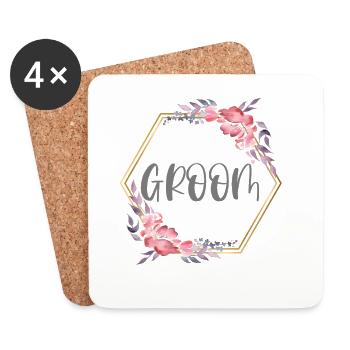 Marié Mariage Fiançailles Enterrement de vie de garçon LGBT Gay Cadeau - Dessous de verre (lot de 4) - blanc - Devant