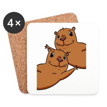 Capybara Wasserschwein - Untersetzer (4er-Set) - Weiß - Vorne