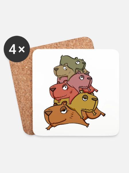 Capybara Haufen Wasserschwein - Untersetzer (4er-Set) - Weiß