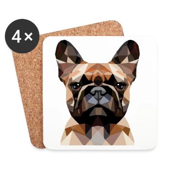 French Bulldog Polygon - Coasters (set of 4) - white - Front
