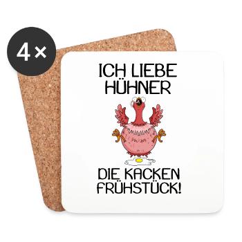Landwirt Landwirte Huhn Hühner Spruch - Untersetzer (4er-Set) - Weiß - Vorne
