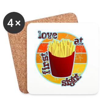 Pommes - French Fries - Untersetzer (4er-Set) - Weiß - Vorne