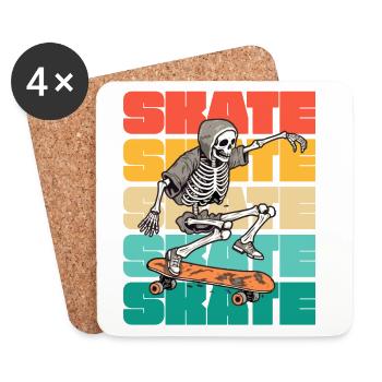 Skateboarding Coole Skateboarder Skelett Bunt - Untersetzer (4er-Set) - Weiß - Vorne