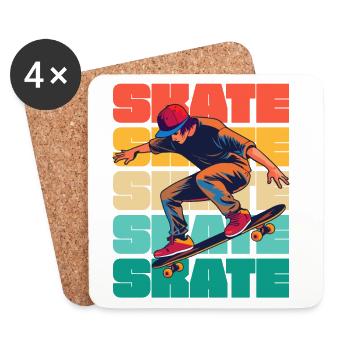 Skateboarding Cool Skater Boy Bunt - Untersetzer (4er-Set) - Weiß - Vorne