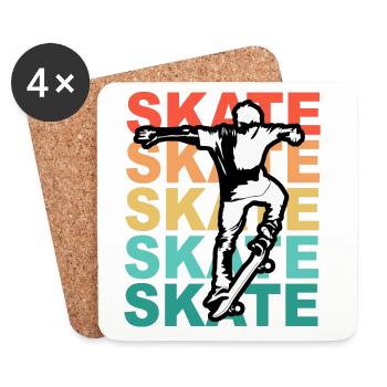 Skateboarding Cool Skater Boy Bunt - Untersetzer (4er-Set) - Weiß - Vorne