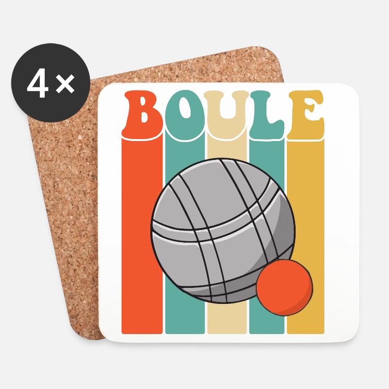 Boule Kugeln für Bouler Boccia Spiel Botcha Boule - Untersetzer (4er-Set) - Weiß