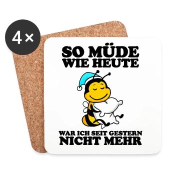 Müde Spruch lustig Schlafen Ausschlafen Faul - Untersetzer (4er-Set) - Weiß - Vorne