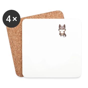 Cute Wolf Wolfhound Kawaii Husky Design Pocket - Coasters (set of 4) - white - Front