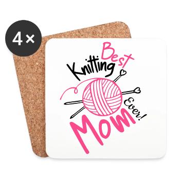 Best Knitting Mom Ever - Coasters (set of 4) - white - Front