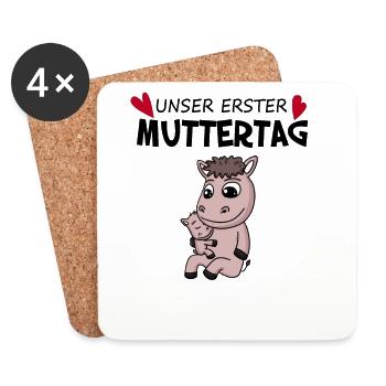 Muttertag - erster Muttertag Geschenk - Untersetzer (4er-Set) - Weiß - Vorne