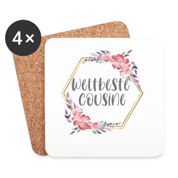Weltbeste Cousine Freundin Geschenk - Untersetzer (4er-Set) - Weiß - Vorne
