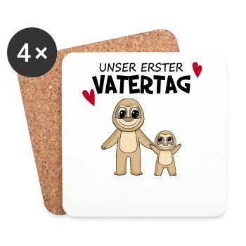 Vatertag - erster Vatertag Geschenk - Untersetzer (4er-Set) - Weiß - Vorne