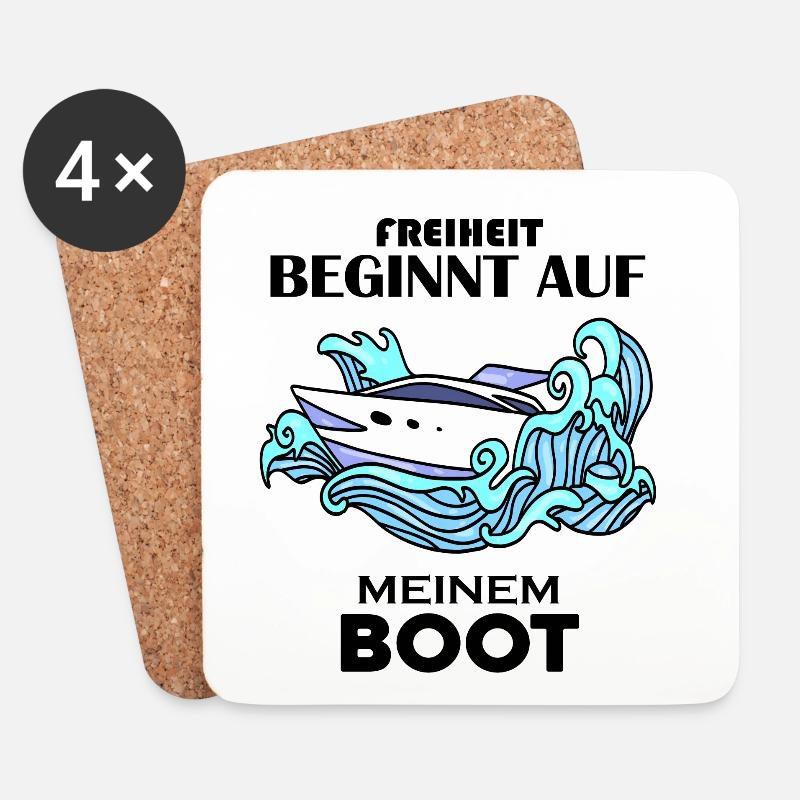 Boote Motorboot - Untersetzer (4er-Set) - Weiß