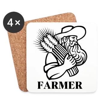 agriculteur, farmer, fermier - Dessous de verre (lot de 4) - blanc - Devant