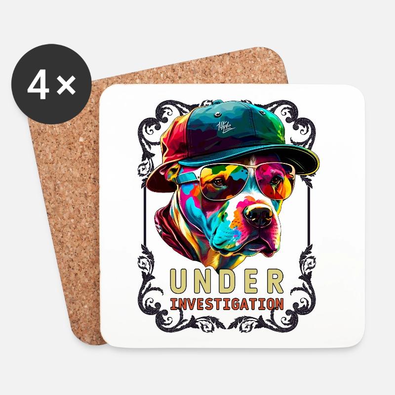 Pitbull under investigation - Untersetzer (4er-Set) - Weiß