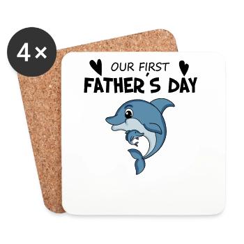 Father's Day motif - first Father's Day gift - Coasters (set of 4) - white - Front