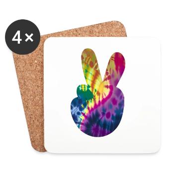 Groovy Tie Dye Peace Hand - Coasters (set of 4) - white - Front