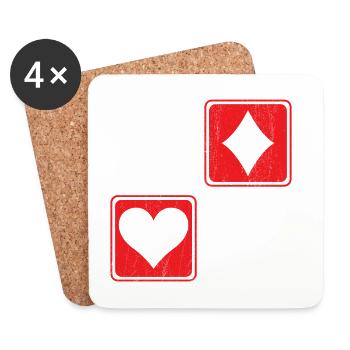 Poker Card Gambling Casino Gambler Game Hand Bluff - Dessous de verre (lot de 4) - blanc - Devant