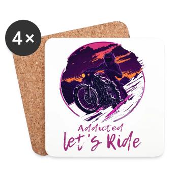 Synthwave Biker Retrowave Sunset Motorradfahrer - Untersetzer (4er-Set) - Weiß - Vorne