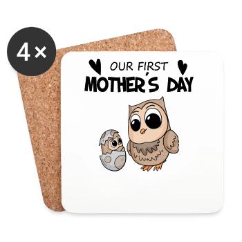 Mother's Day - First Mother's Day Gift - Coasters (set of 4) - white - Front