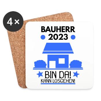 Bauherr 2023 Hausbau Baustelle - Untersetzer (4er-Set) - Weiß - Vorne