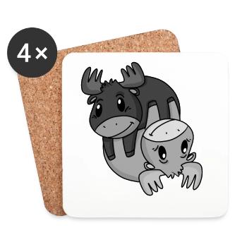 Moose Yin Yang Symbol - Coasters (set of 4) - white - Front