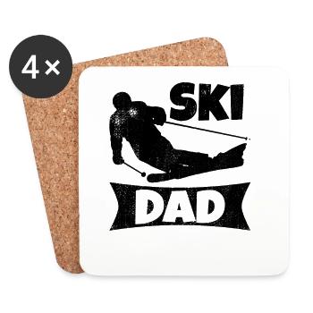Skifahrer Papa - Untersetzer (4er-Set) - Weiß - Vorne