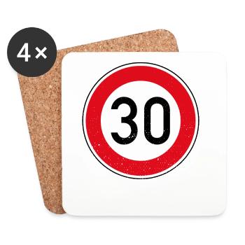 30th Birthday Sign Speed Limit Gift Tempo 30 - Coasters (set of 4) - white - Front