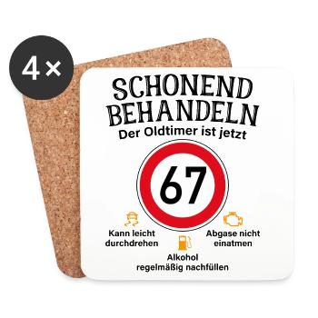 67. Geburtstag Schonend Behandeln Oldtimer Ist 67 - Untersetzer (4er-Set) - Weiß - Vorne