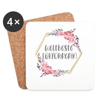 Weltbeste Lokführerin Zug Beruf Geschenk - Untersetzer (4er-Set) - Weiß - Vorne