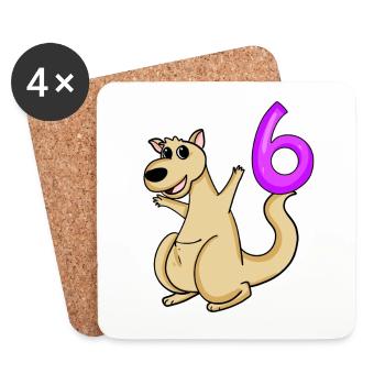 6 Anniversaire 6 ans avec motif animal - six - Dessous de verre (lot de 4) - blanc - Devant