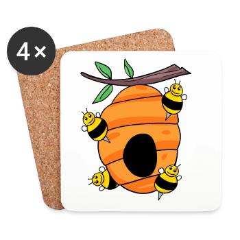 Biene Bienen Bienennest Wespen Wespennest Nest - Untersetzer (4er-Set) - Weiß - Vorne
