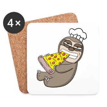 Gourmet Sloth Pizza - Dessous de verre (lot de 4) - blanc - Devant