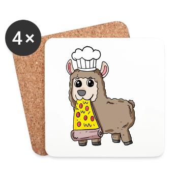 Gourmet Lama Pizza - Dessous de verre (lot de 4) - blanc - Devant