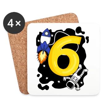 6 Birthday Boy Astronaut - six years - Coasters (set of 4) - white - Front