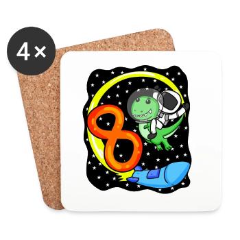 8 Birthday Boy Astronaut - eight years - Coasters (set of 4) - white - Front