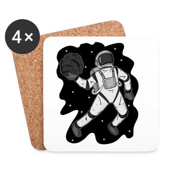 Basket-ball Astronaute Basketteur Joueur de basket-ball - Dessous de verre (lot de 4) - blanc - Devant