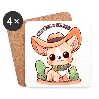 Chihuahua Kawaii Puppy Dog Design - Dessous de verre (lot de 4) - blanc - Devant